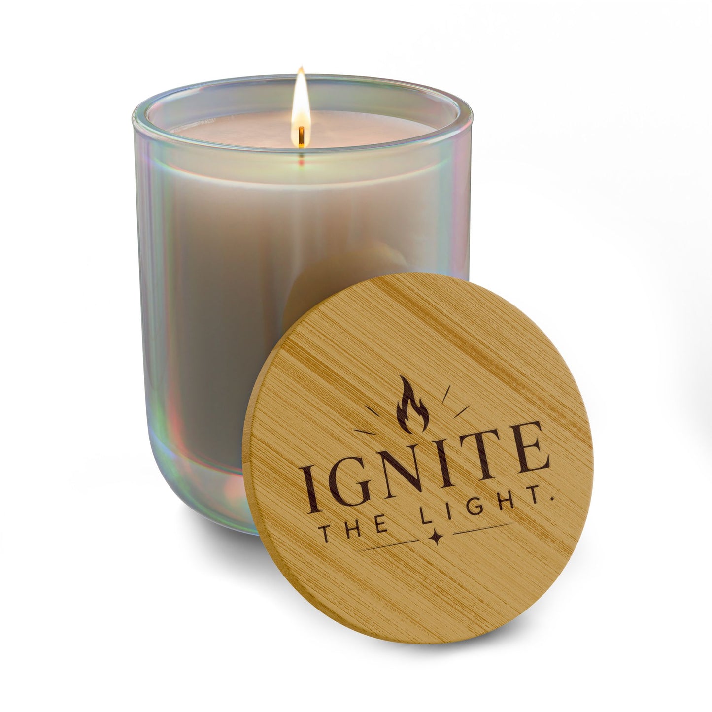 Engraved 'Ignite the Light' Scented Soy Candle — 14oz Aromatherapy Candle with Bamboo Lid