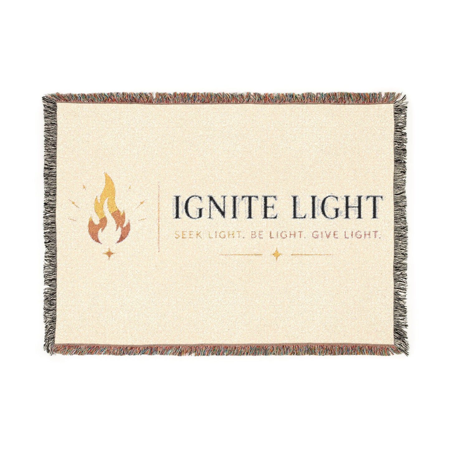 Ignite Light Woven Blanket — Inspirational Flame Throw with "Ignite Light" Text