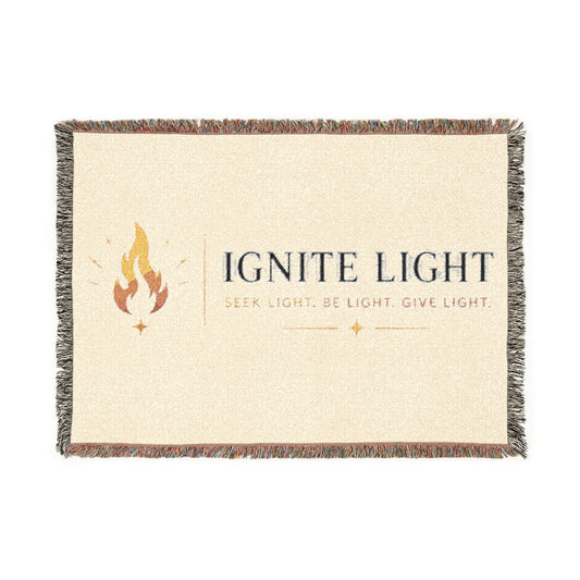 Ignite Light Woven Blanket — Inspirational Flame Throw with "Ignite Light" Text