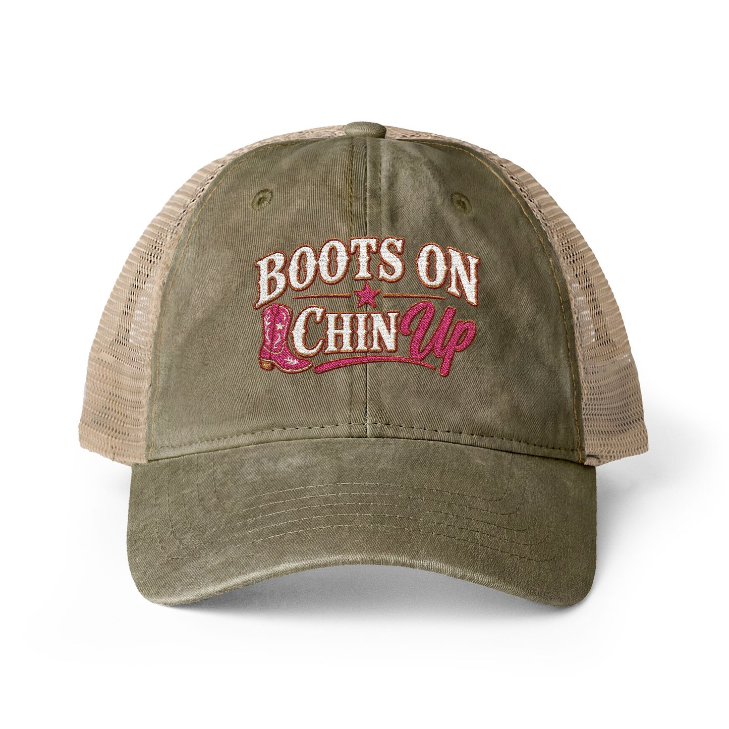 Boots On Chin Up Embroidered Western Hat