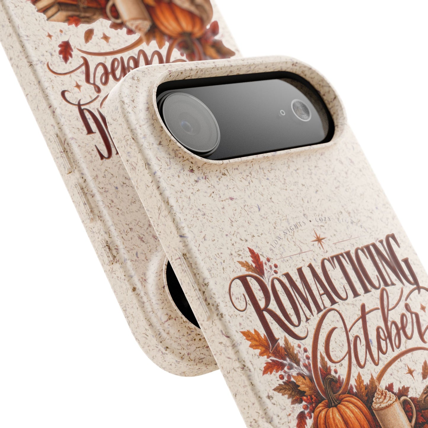 Biodegradable Phone Case — "Romacting October" Fall Pumpkin Coffee Design