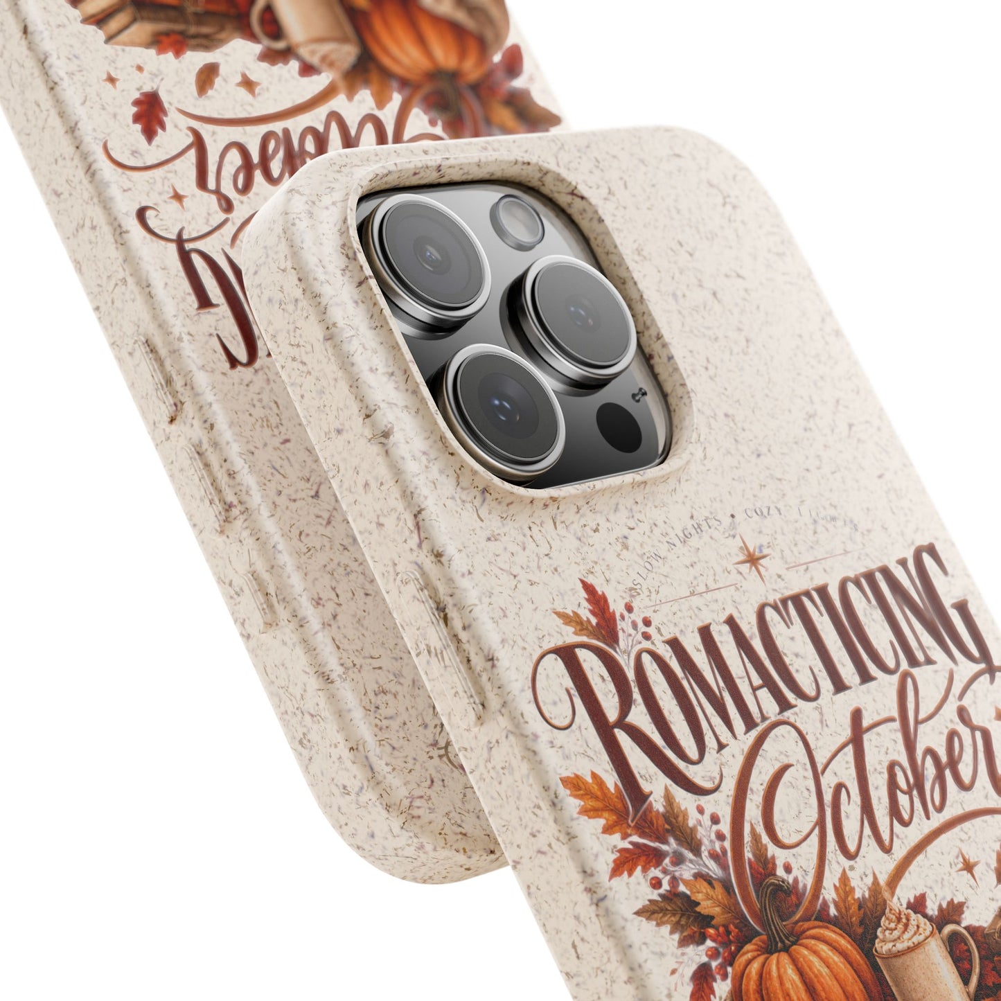 Biodegradable Phone Case — "Romacting October" Fall Pumpkin Coffee Design