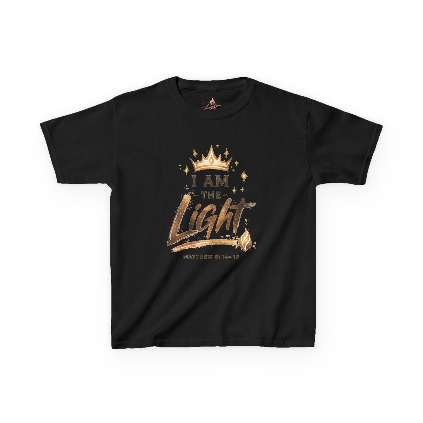 I Am The Light Kids T-Shirt — Christian Faith Tee with Crown & Matthew 5:14 Verse