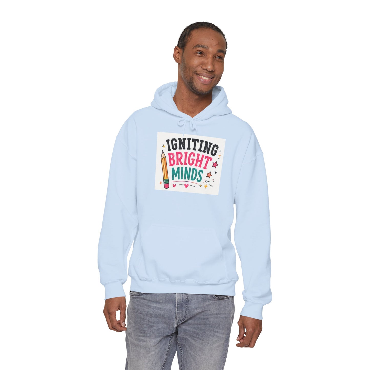 Igniting Bright Minds Pencil Graphic Hoodie | Teacher Appreciation, School