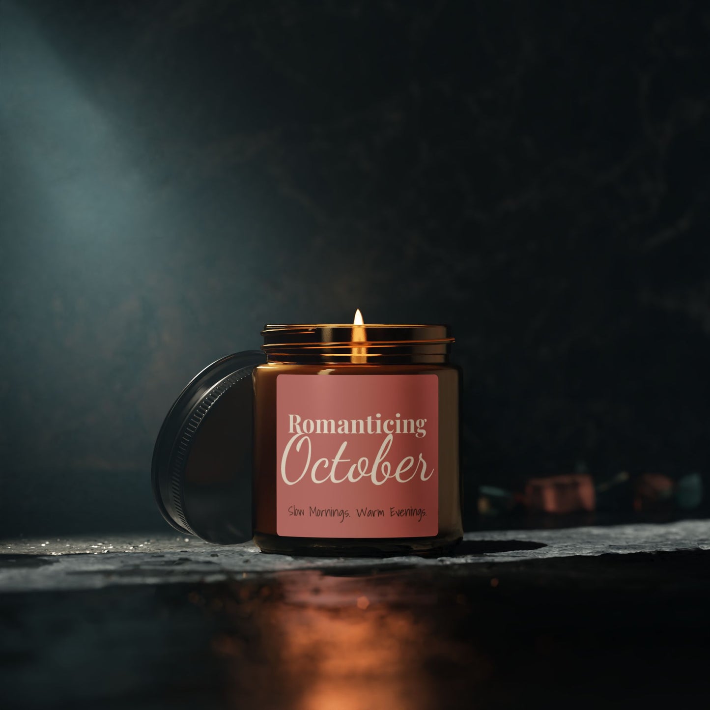Romanticizing October Soy Candle — Amber Jar Scented Candle