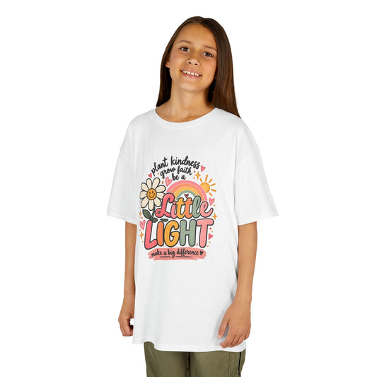 Kids Tee — "Little Light" Floral Kindness Graphic