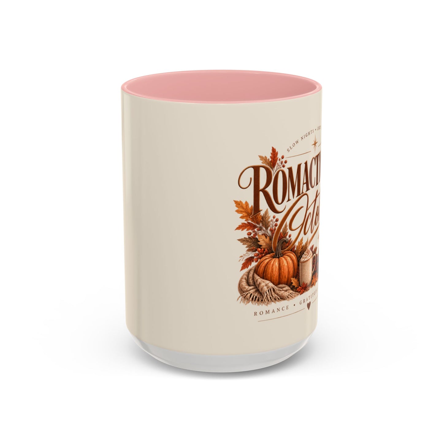 Romancing October Coffee Mug – Fall Pumpkin, Leaves & Cozy Autumn Vibes (11/15oz)