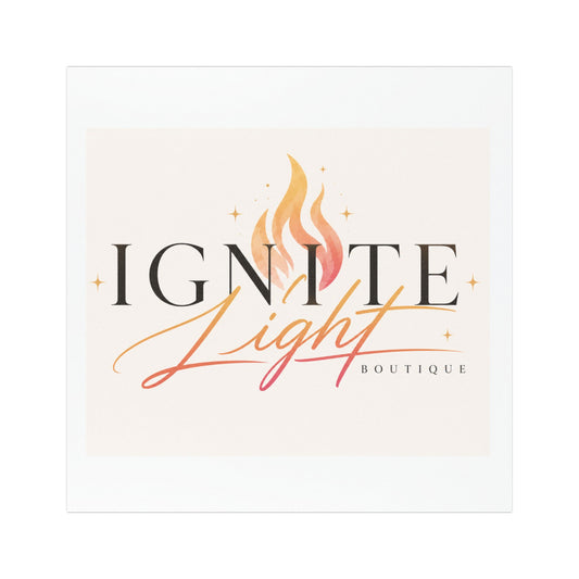 Ignite Light Boutique Logo Car Magnet — Flame Script Branding Magnet
