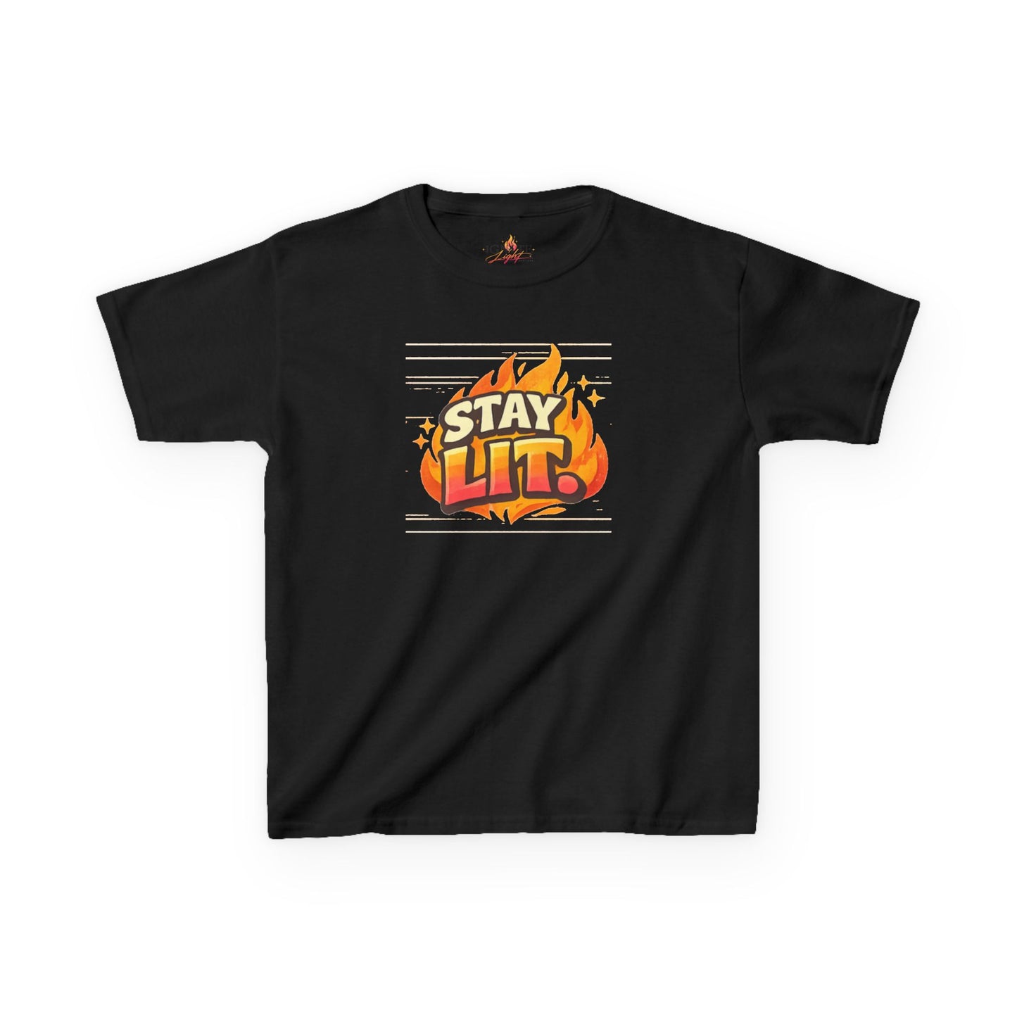 Stay Lit Flame graphic tee Kids Tee | Flame Text Shirt