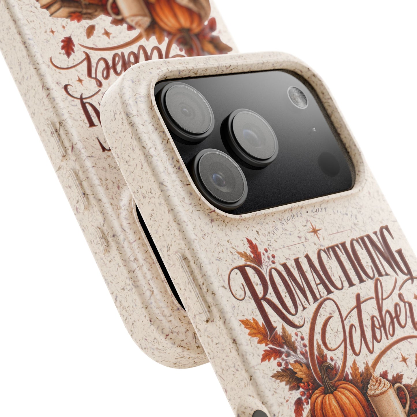 Biodegradable Phone Case — "Romacting October" Fall Pumpkin Coffee Design