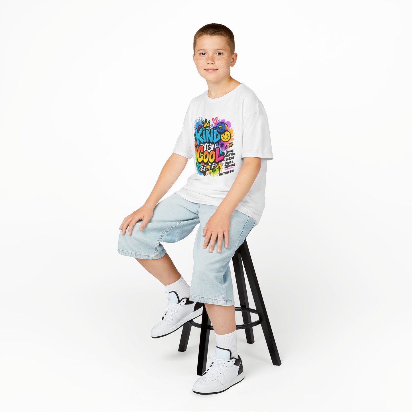 Kids T‑Shirt — "Kind Is Cool" Colorful Graffiti Design