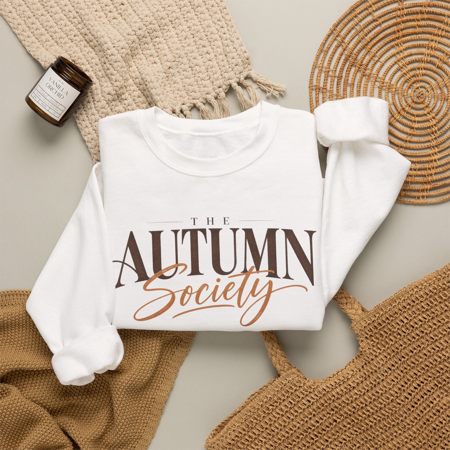 Autumn Society Crewneck Sweatshirt — Cozy Fall Graphic Pullover