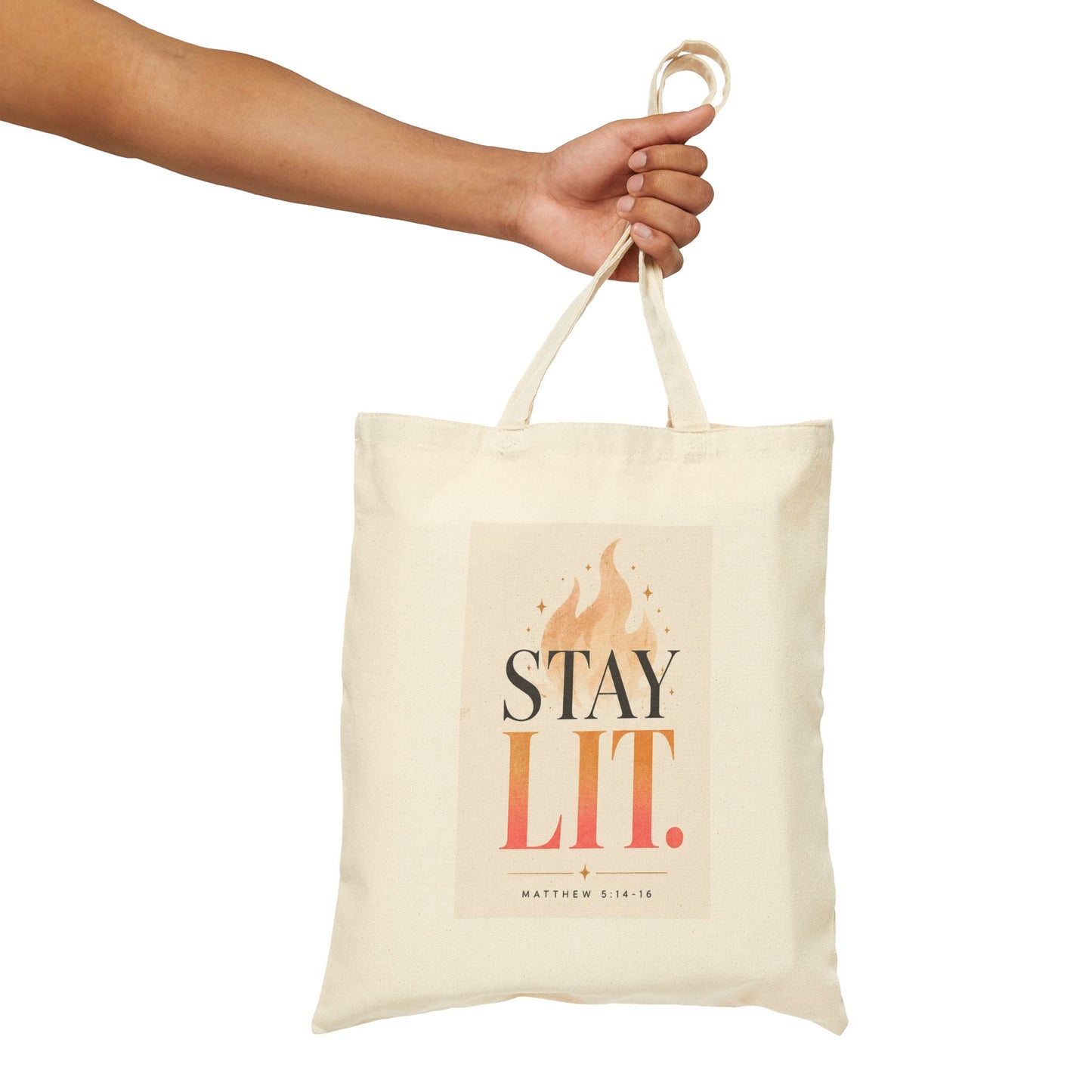 Ignite Light flame logo Tote Bag | Stay Lit flame typography Tote Bag