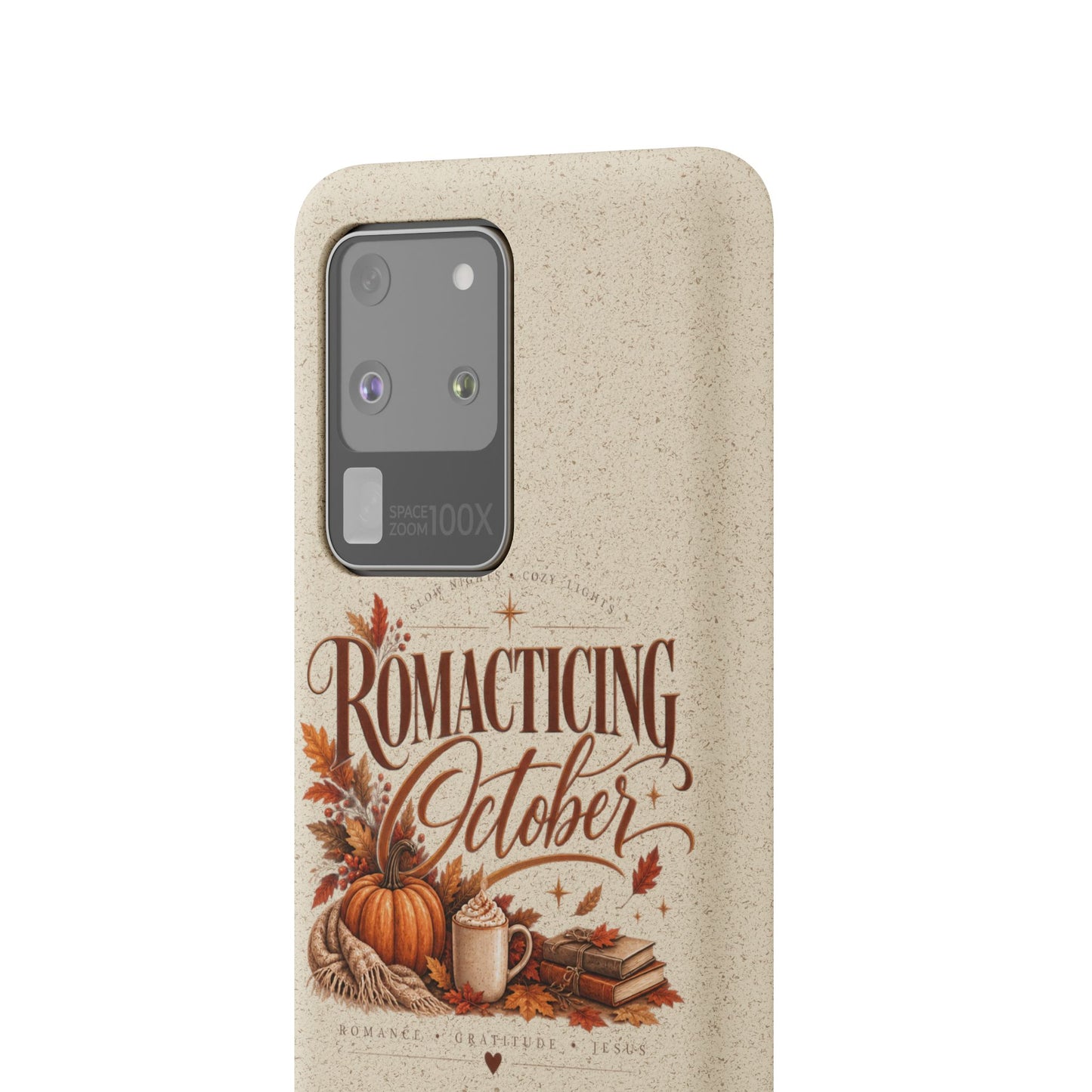 Biodegradable Phone Case — "Romacting October" Fall Pumpkin Coffee Design