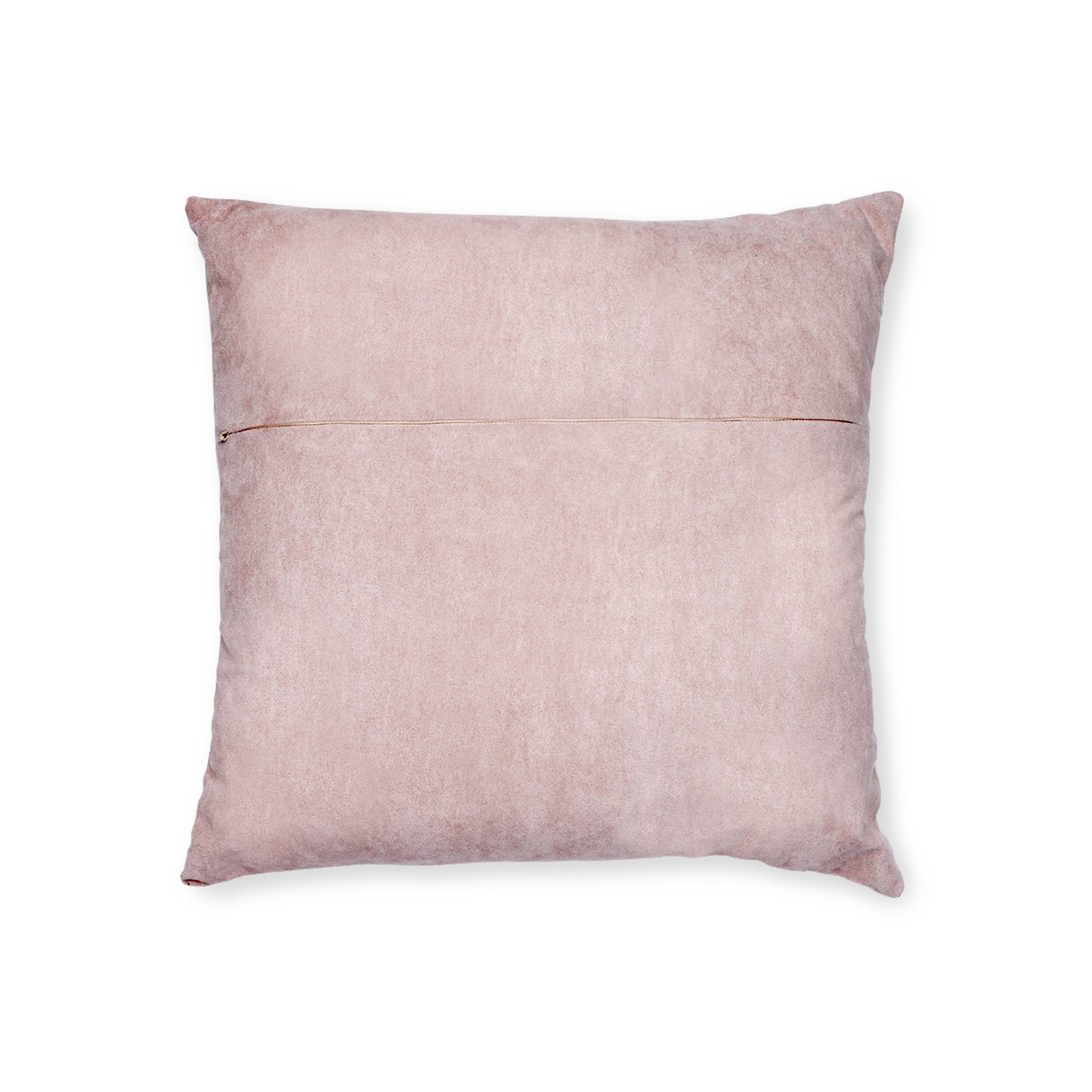Square Decorative Pillow - Blush Pink Velvet Back, Gold Accent