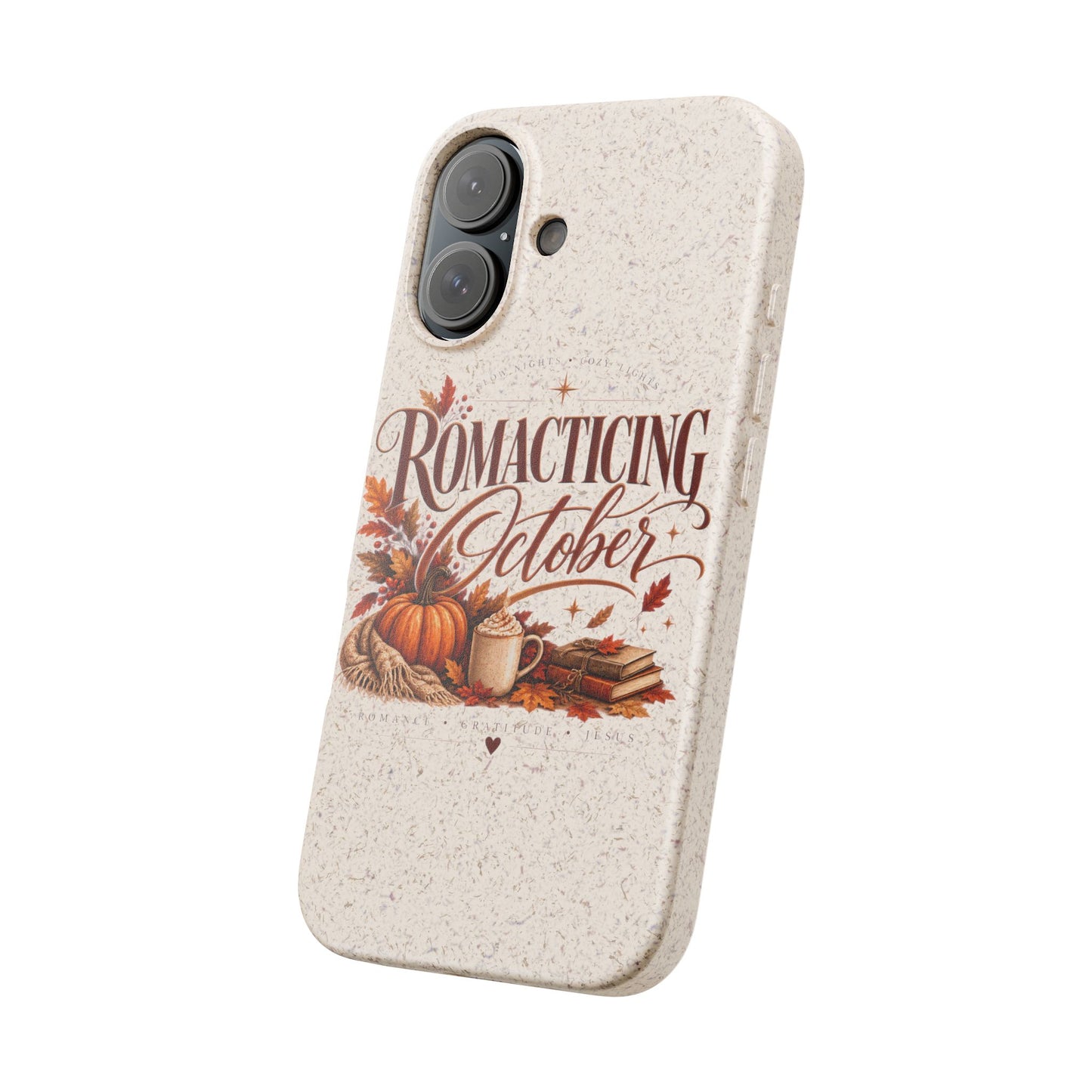Biodegradable Phone Case — "Romacting October" Fall Pumpkin Coffee Design