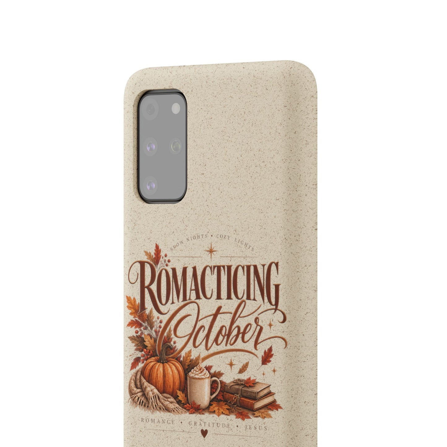 Biodegradable Phone Case — "Romacting October" Fall Pumpkin Coffee Design