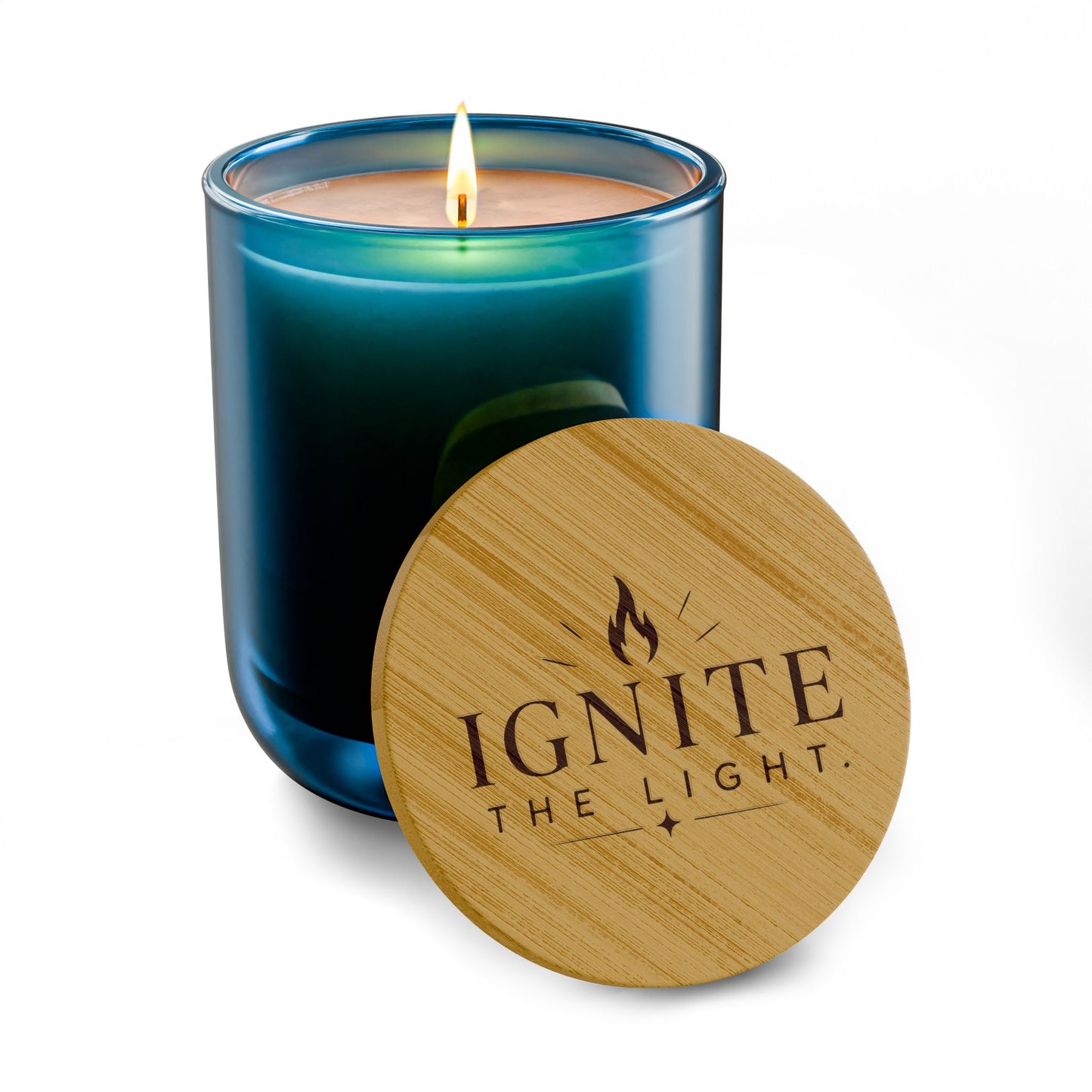Engraved 'Ignite the Light' Scented Soy Candle — 14oz Aromatherapy Candle with Bamboo Lid