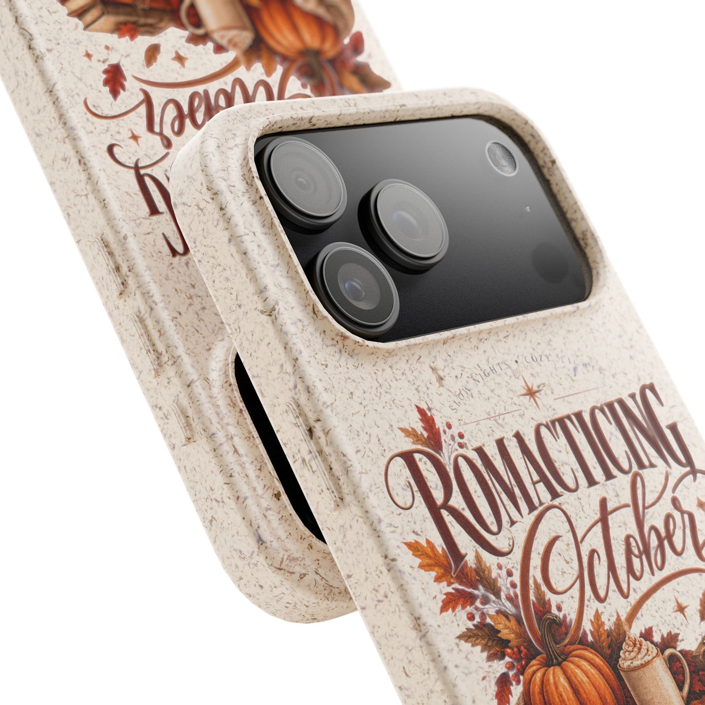 Biodegradable Phone Case — "Romacting October" Fall Pumpkin Coffee Design