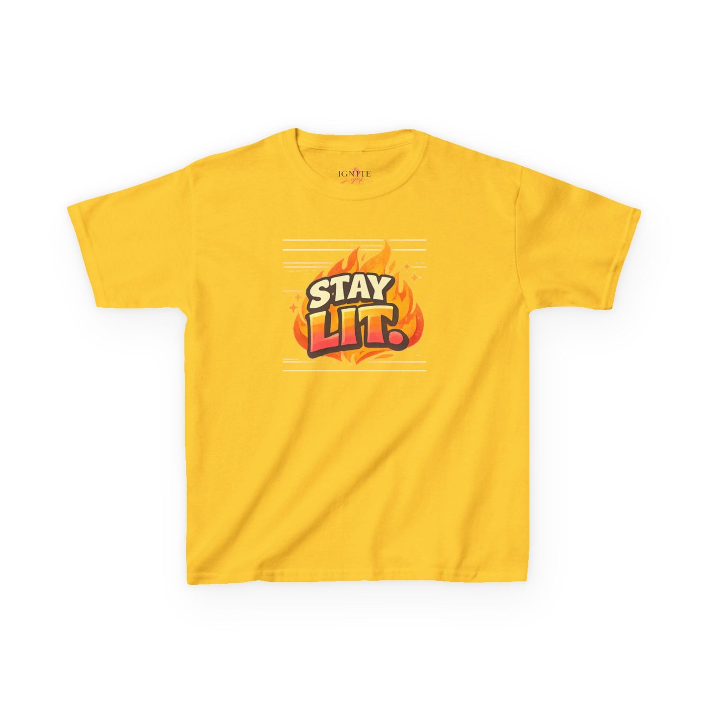 Stay Lit Flame graphic tee Kids Tee | Flame Text Shirt