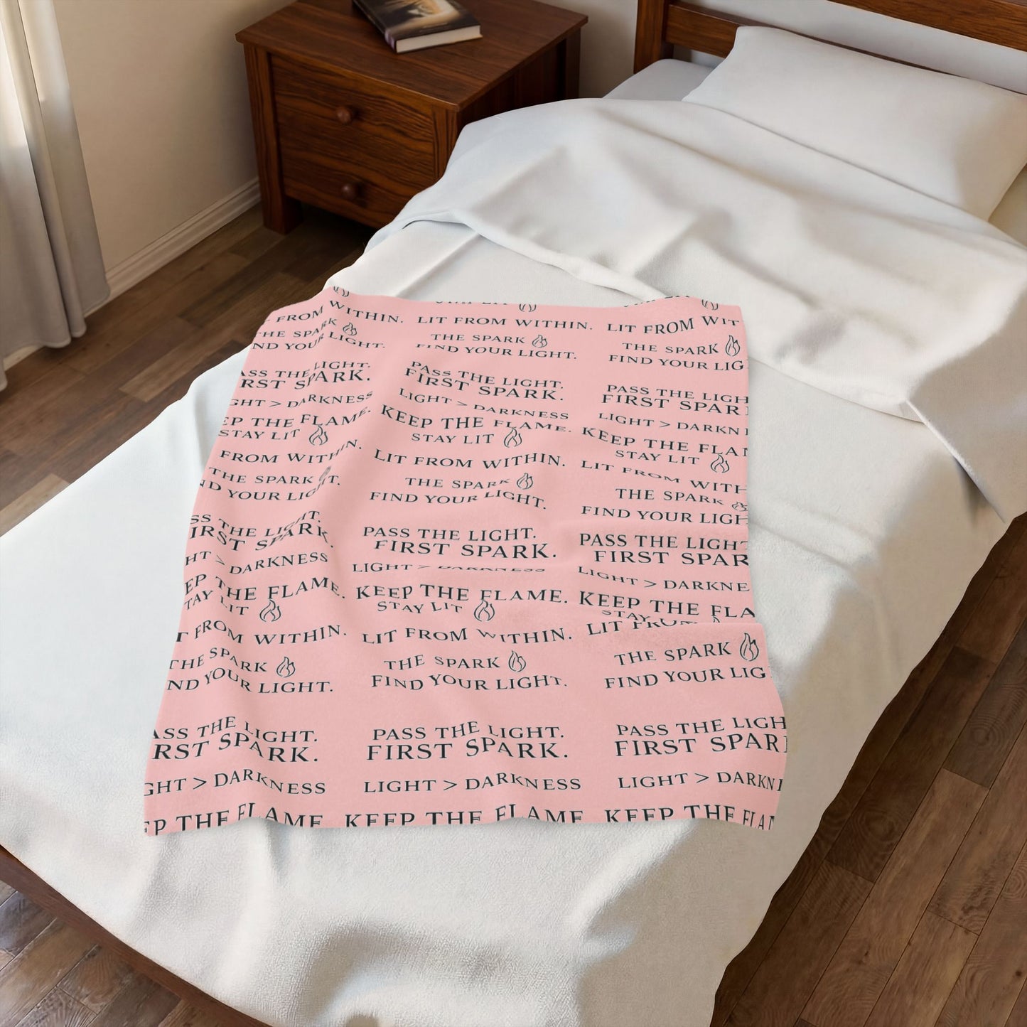 Velveteen Plush Blanket — Inspirational Quote All-Over Print (Keep the Flame, Pass the Light)