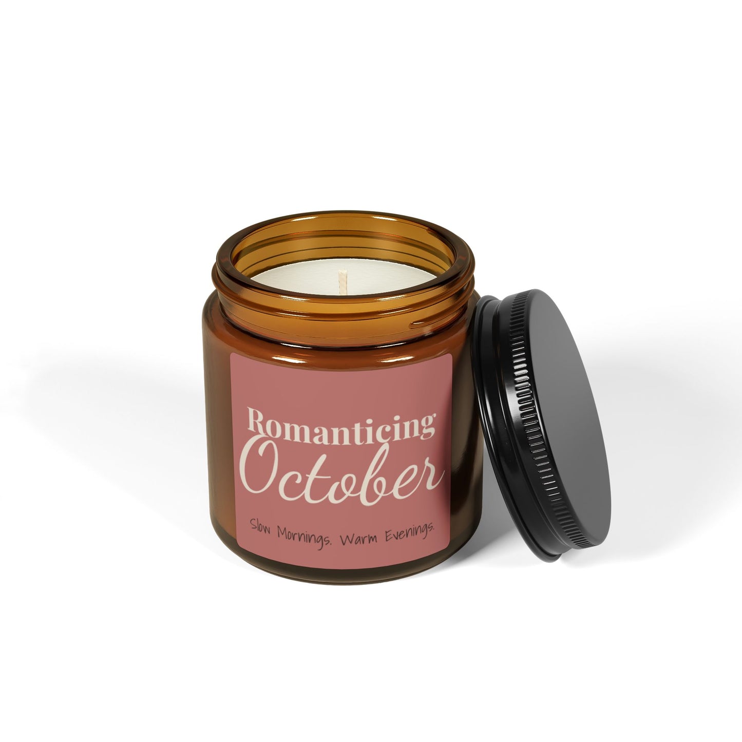 Romanticizing October Soy Candle — Amber Jar Scented Candle