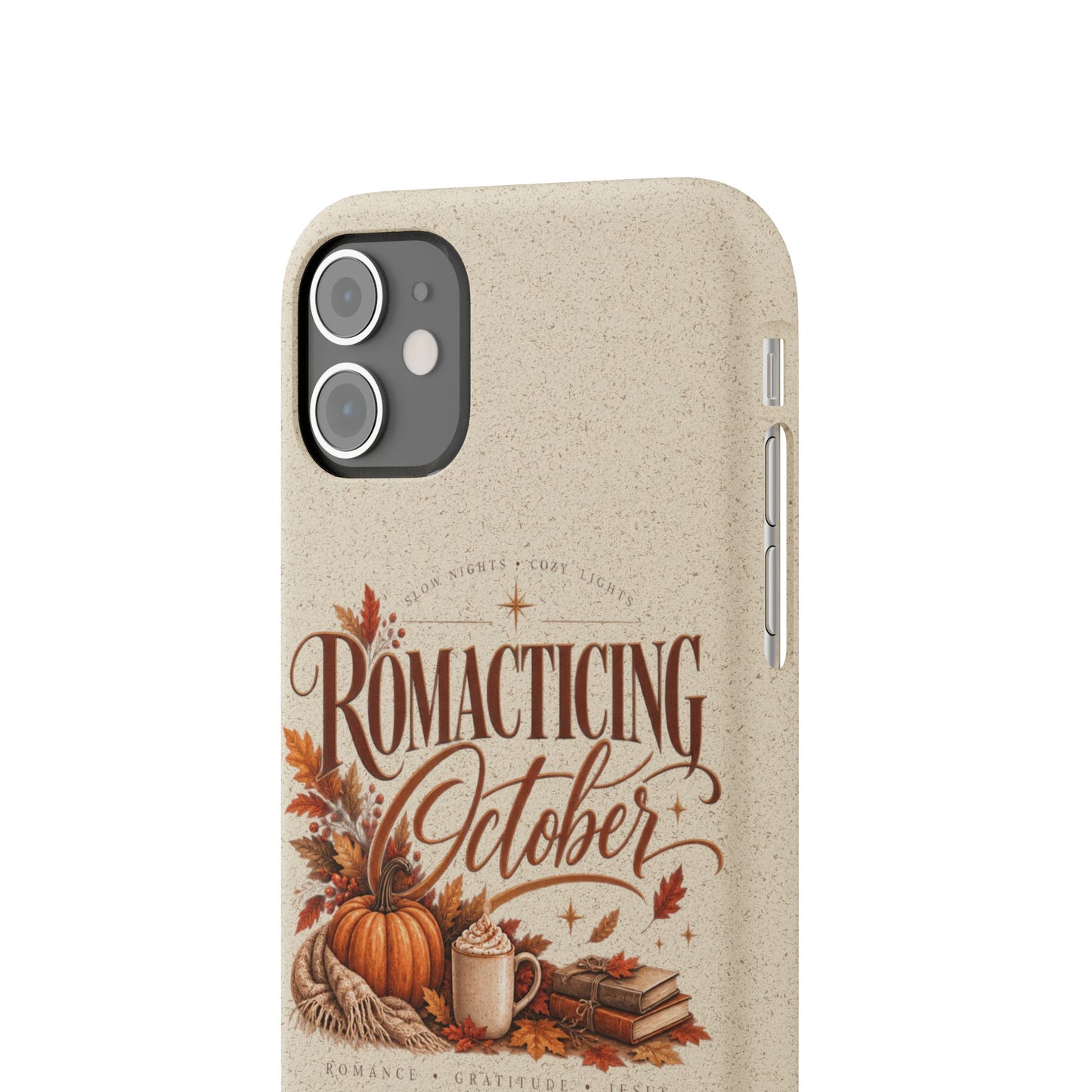 Biodegradable Phone Case — "Romacting October" Fall Pumpkin Coffee Design