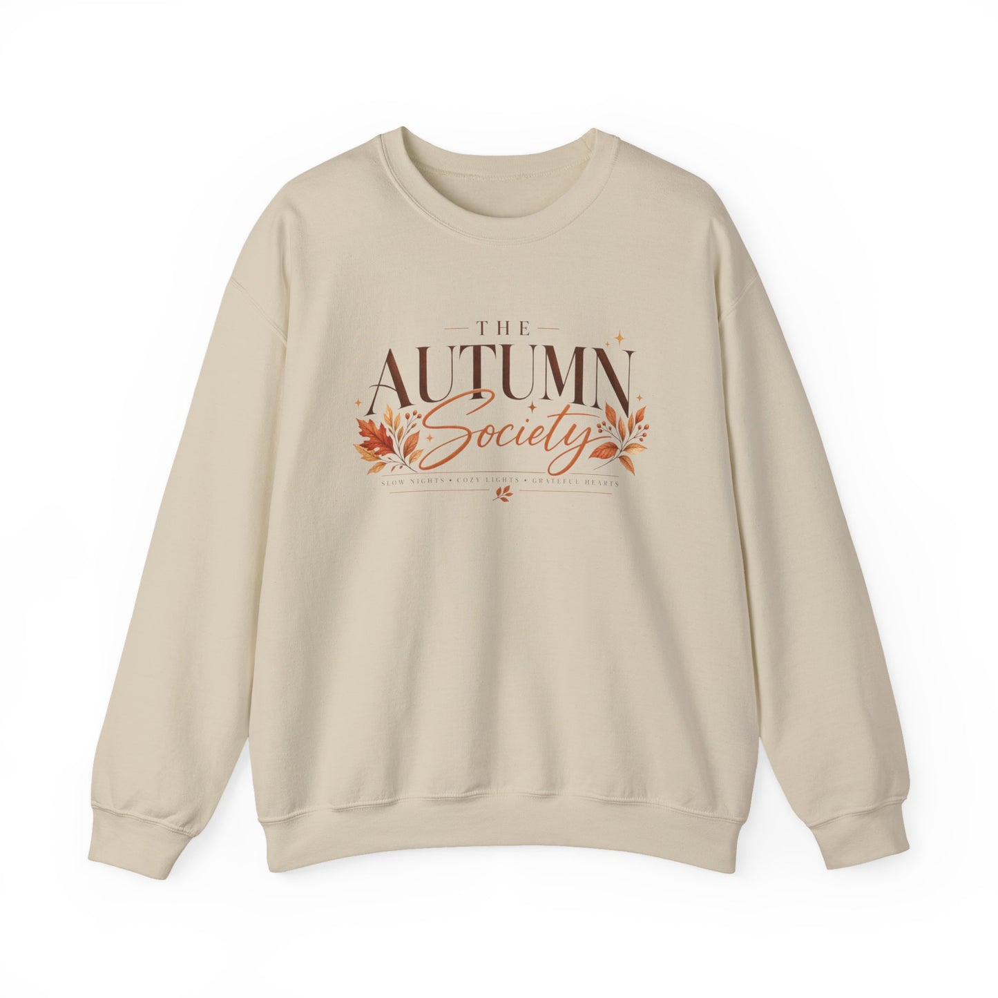 Autumn Society Sweatshirt — Cozy Fall Crewneck with Leaf Motif