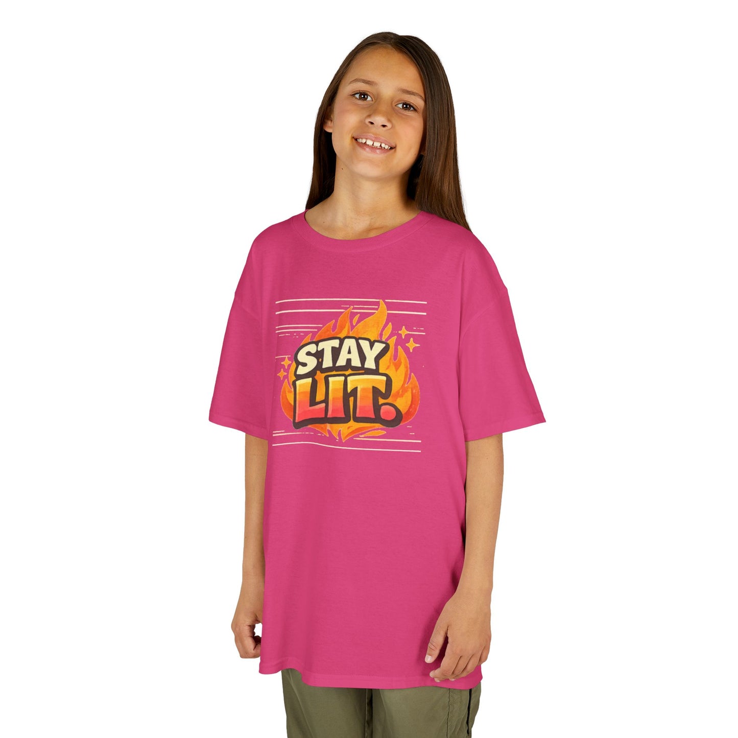 Stay Lit Flame graphic tee Kids Tee | Flame Text Shirt