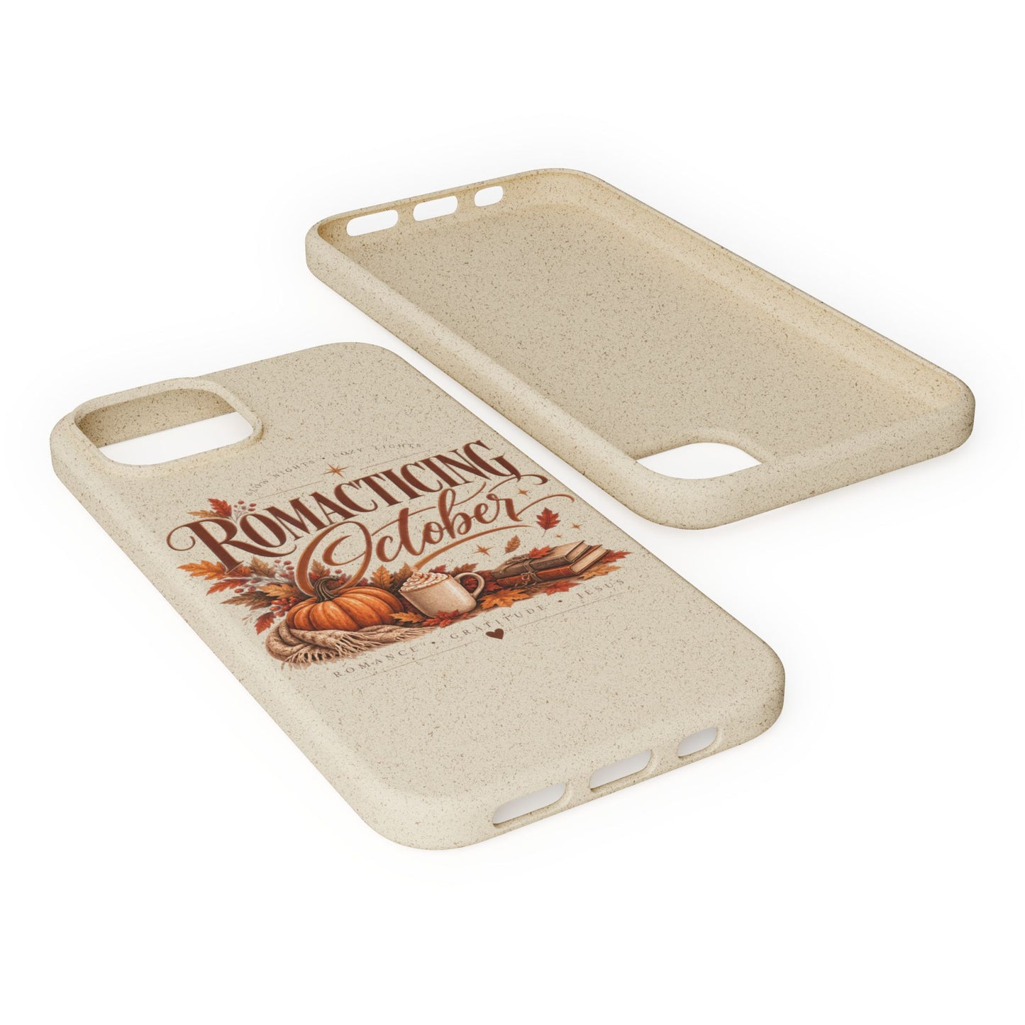 Biodegradable Phone Case — "Romacting October" Fall Pumpkin Coffee Design