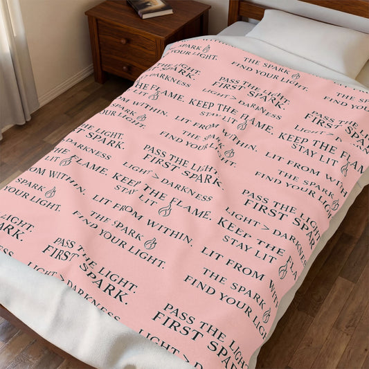 Velveteen Plush Blanket — Inspirational Quote All-Over Print (Keep the Flame, Pass the Light)