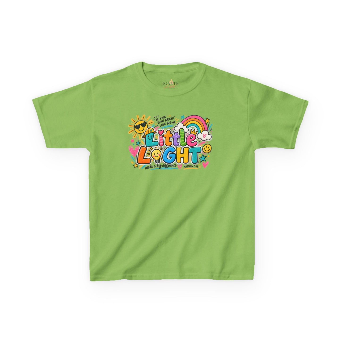 Kids Tee — "Little Light" Rainbow Sunshine Graphic