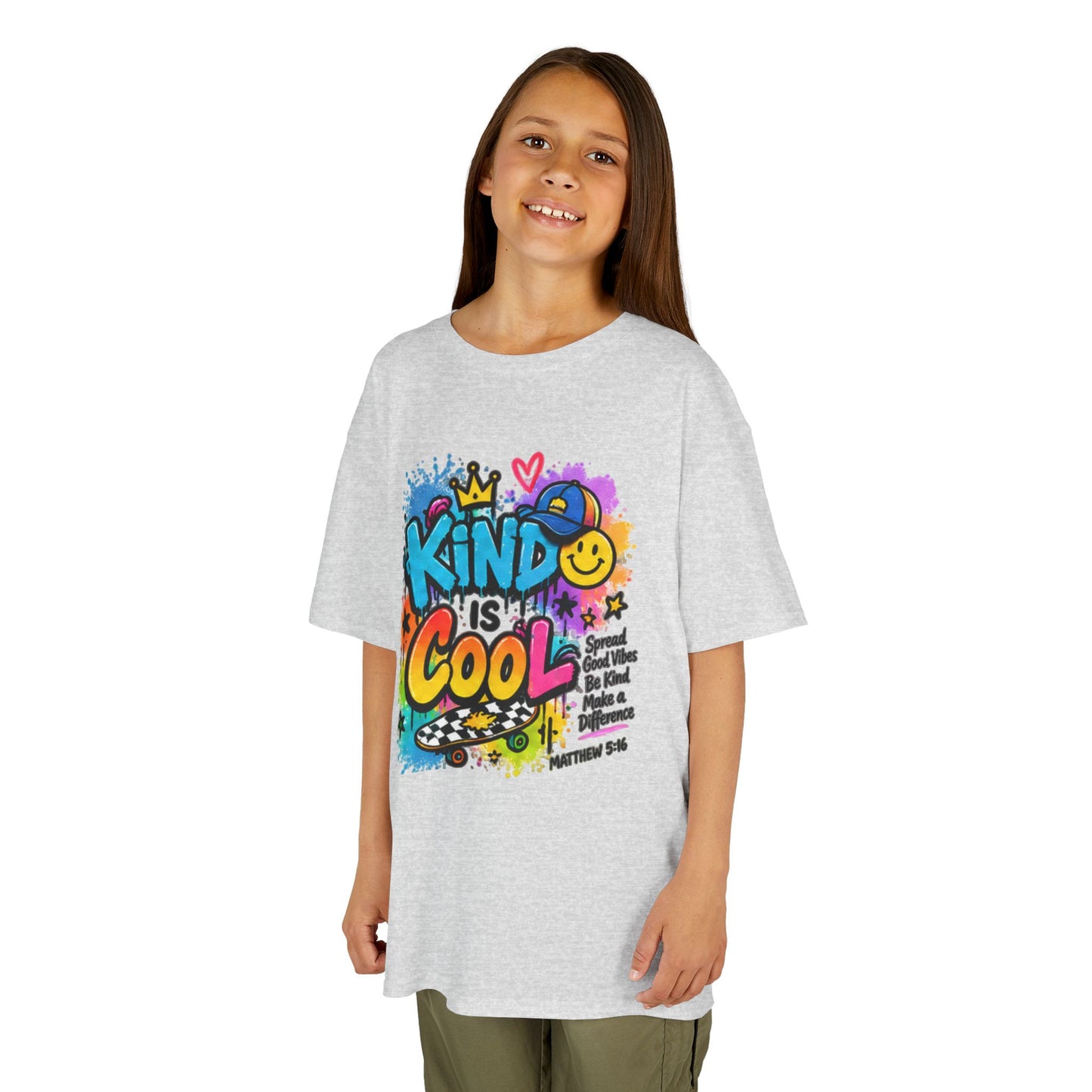 Kids T‑Shirt — "Kind Is Cool" Colorful Graffiti Design