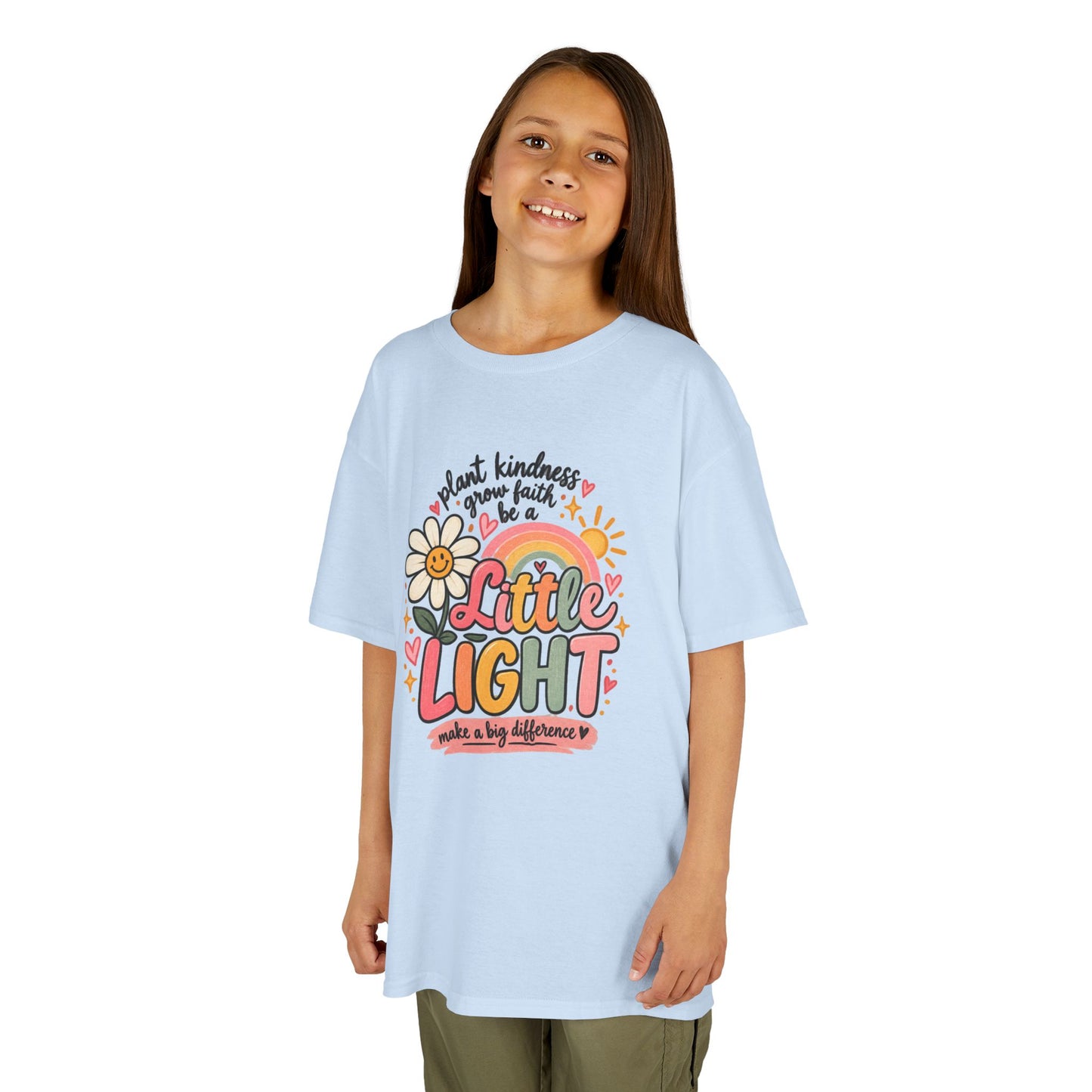 Kids Tee — "Little Light" Floral Kindness Graphic