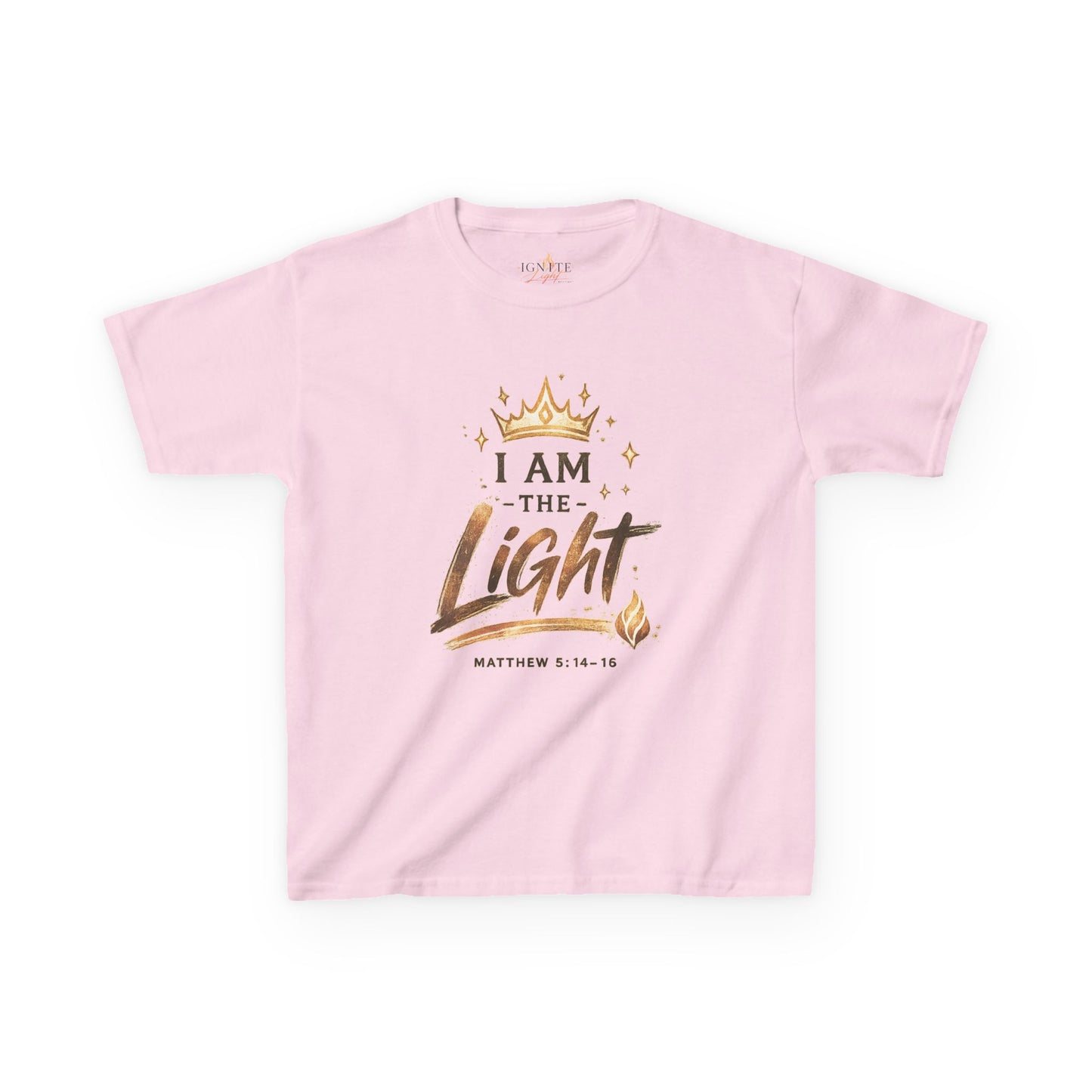 I Am The Light Kids T-Shirt — Christian Faith Tee with Crown & Matthew 5:14 Verse