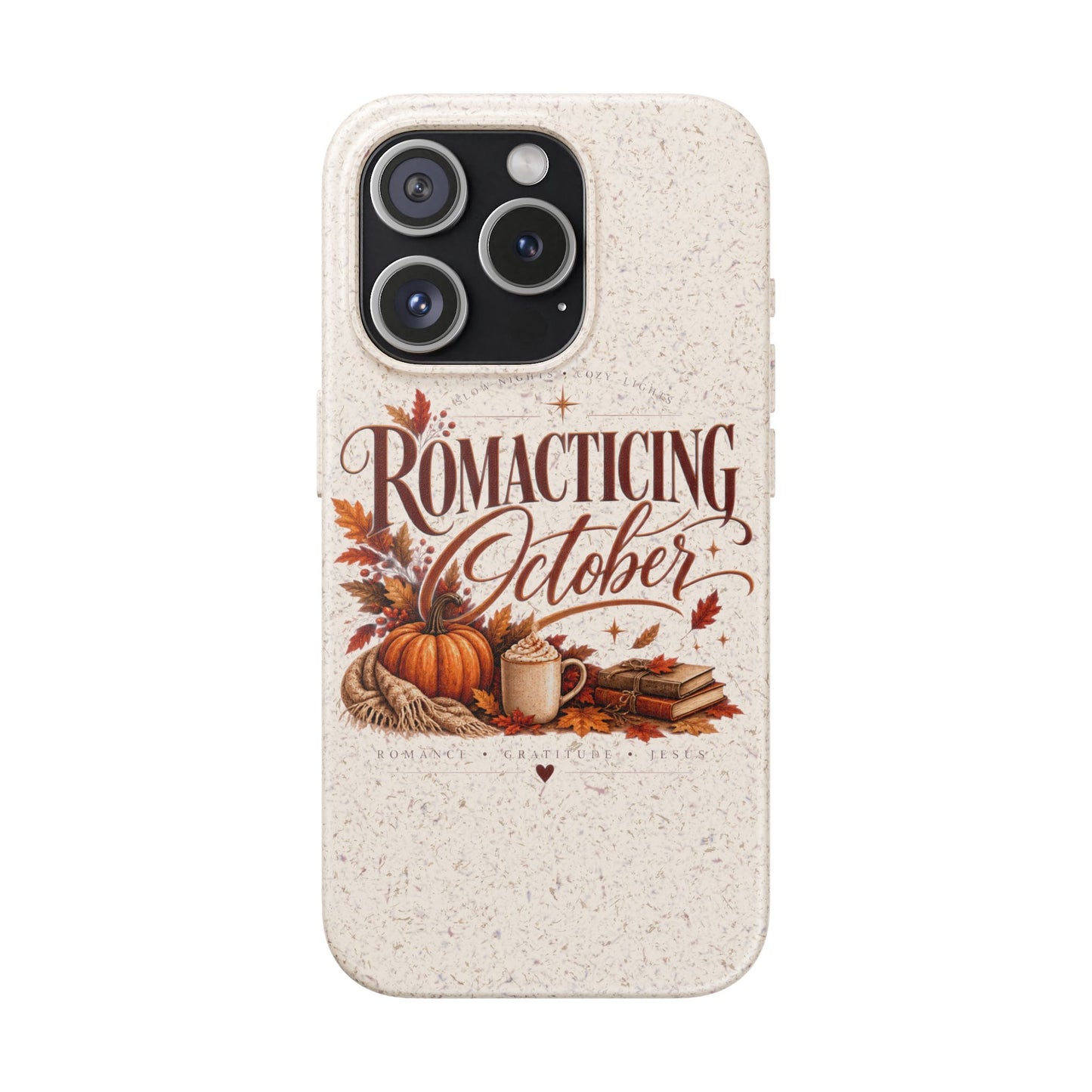 Biodegradable Phone Case — "Romacting October" Fall Pumpkin Coffee Design