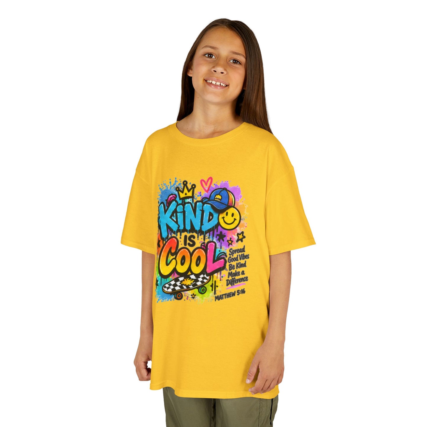 Kids T‑Shirt — "Kind Is Cool" Colorful Graffiti Design