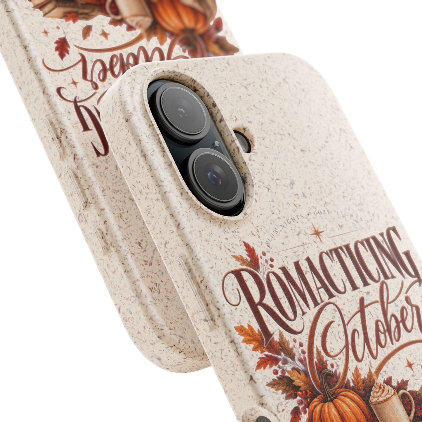 Biodegradable Phone Case — "Romacting October" Fall Pumpkin Coffee Design