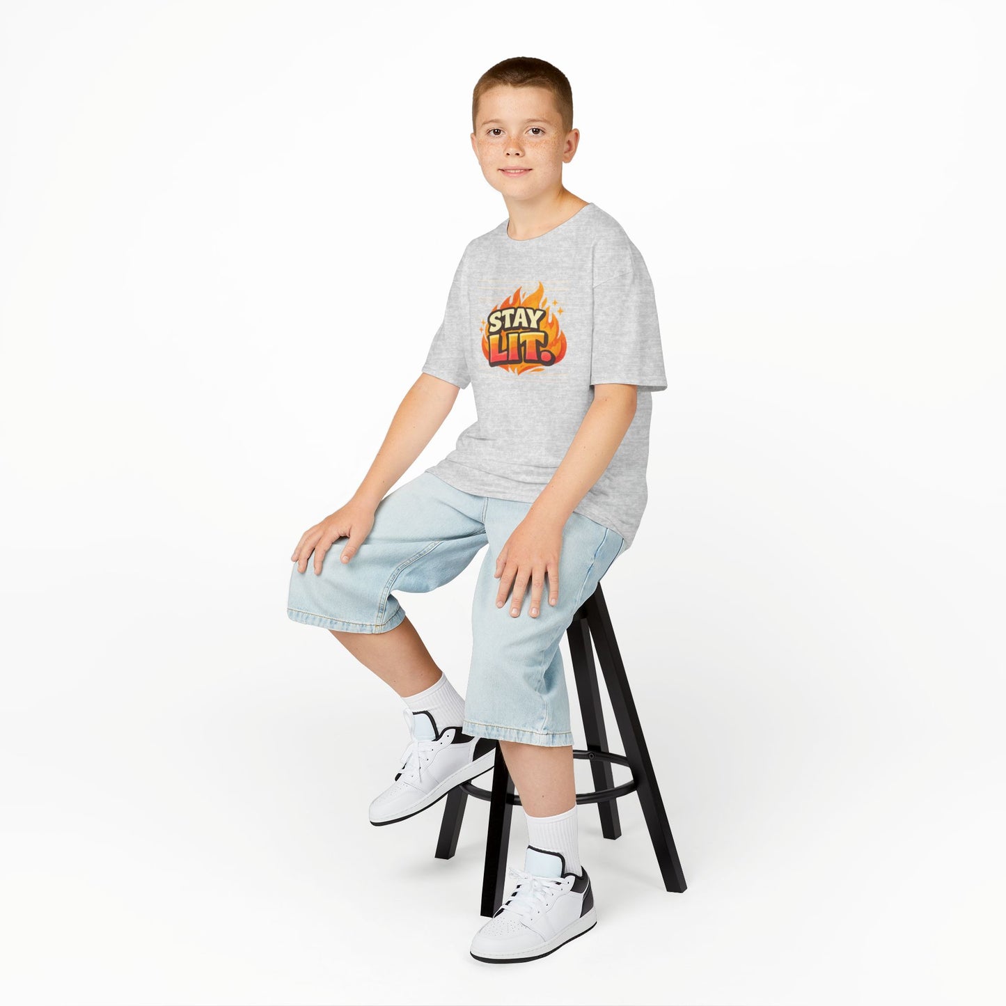 Stay Lit Flame graphic tee Kids Tee | Flame Text Shirt