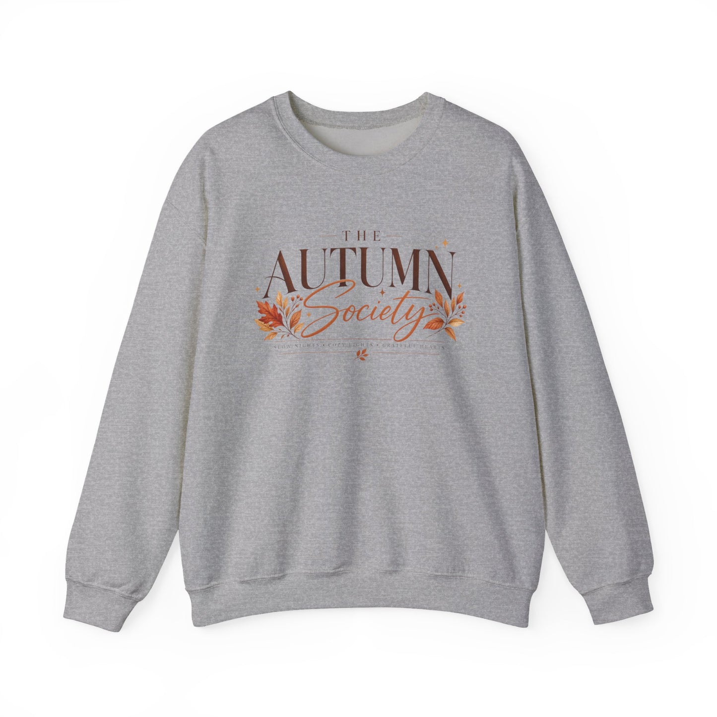 Autumn Society Sweatshirt — Cozy Fall Crewneck with Leaf Motif