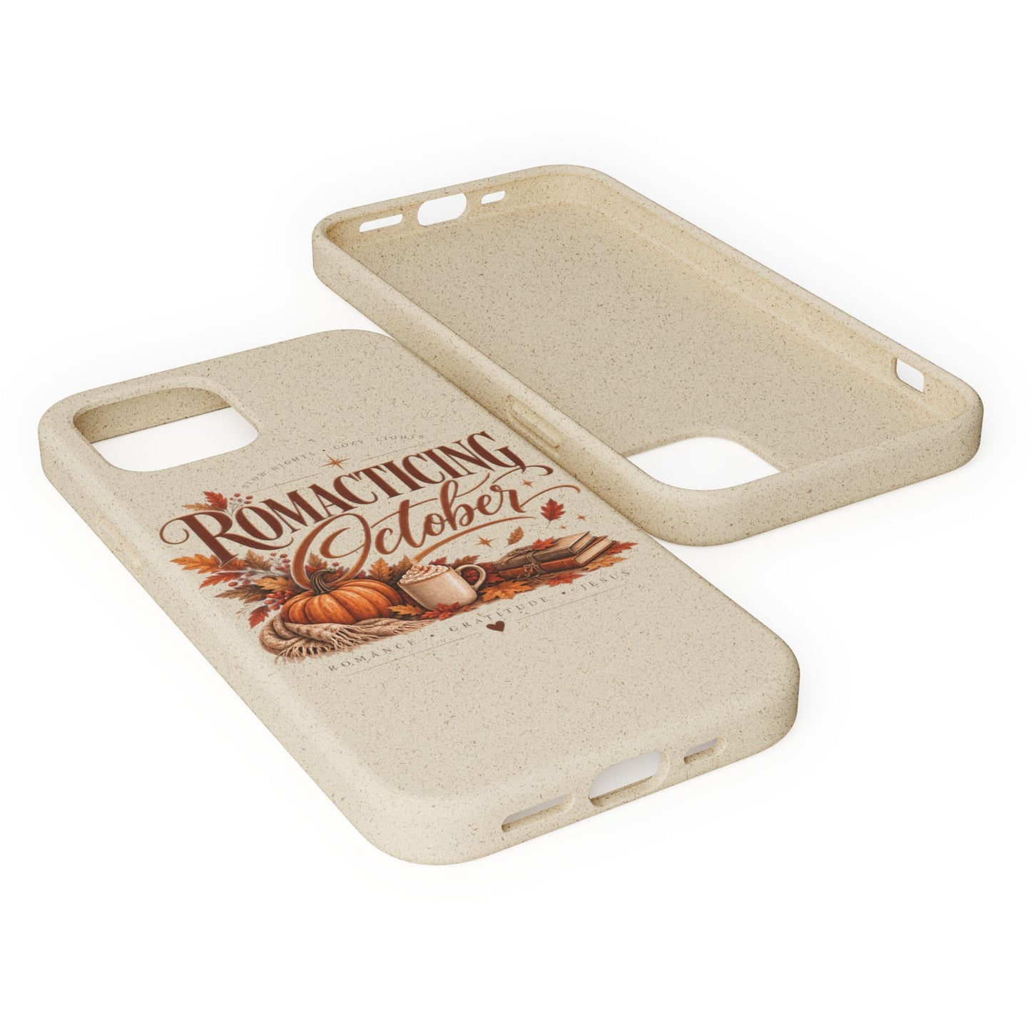 Biodegradable Phone Case — "Romacting October" Fall Pumpkin Coffee Design