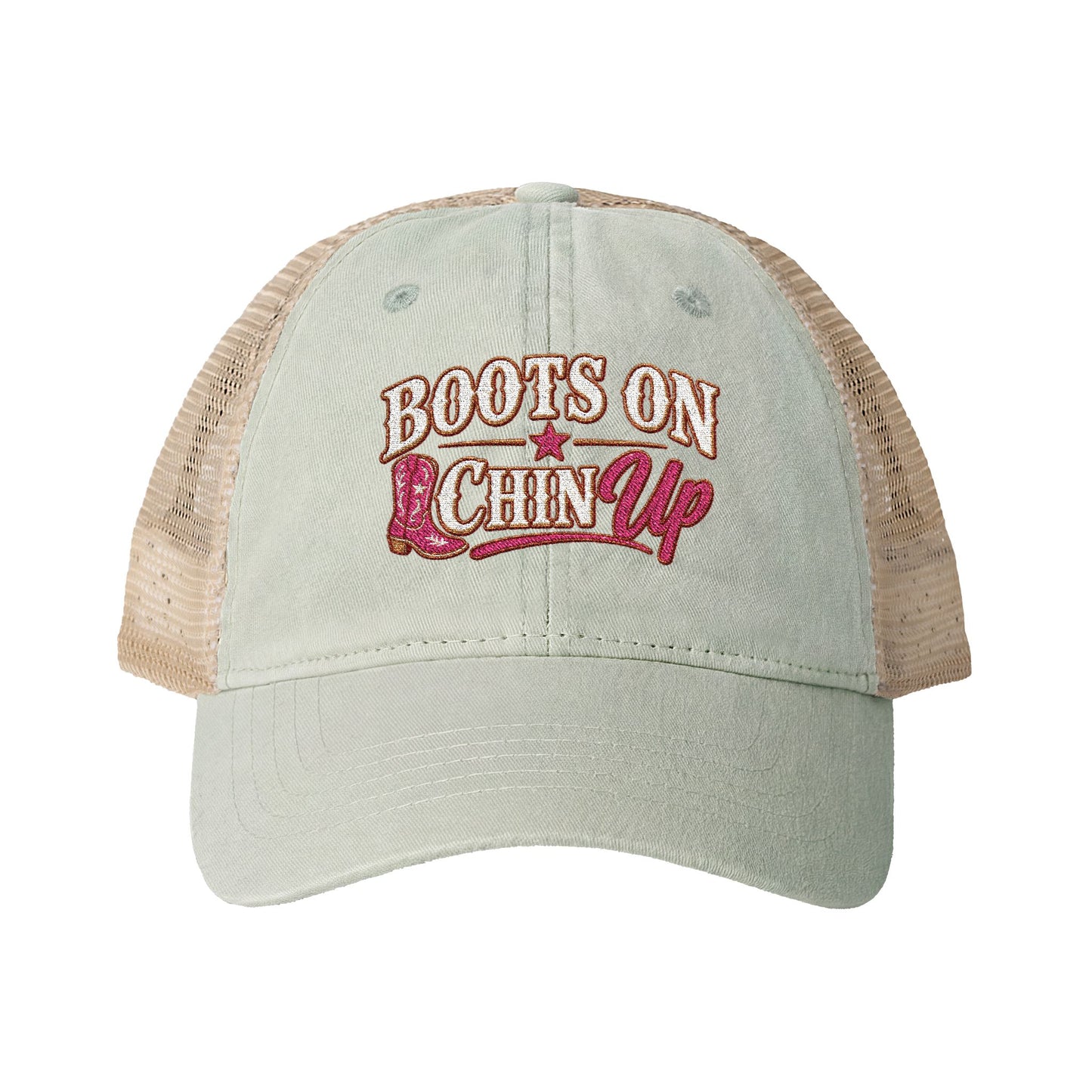 Boots On Chin Up Embroidered Western Hat