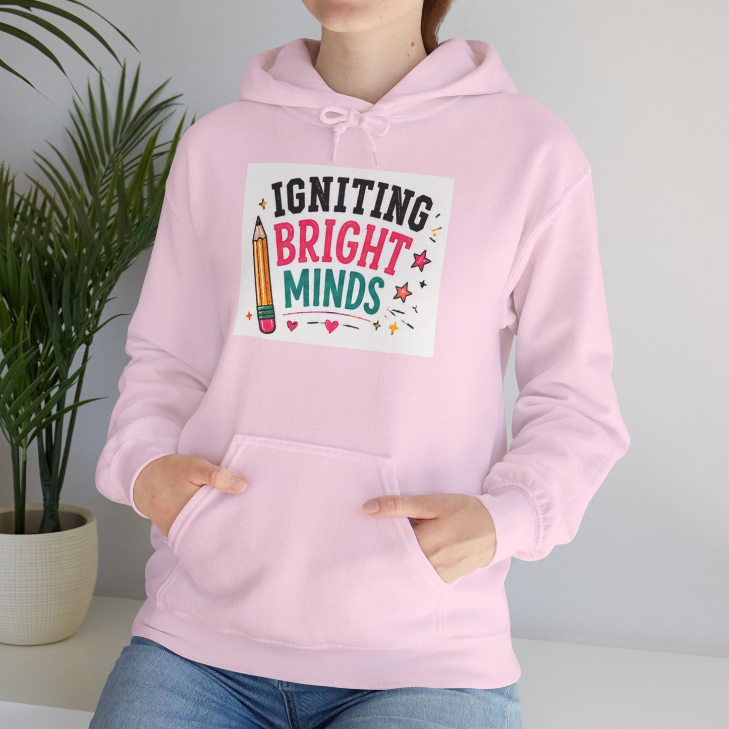 Igniting Bright Minds Pencil Graphic Hoodie | Teacher Appreciation, School