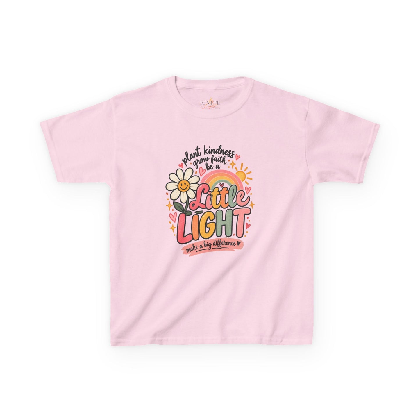 Kids Tee — "Little Light" Floral Kindness Graphic