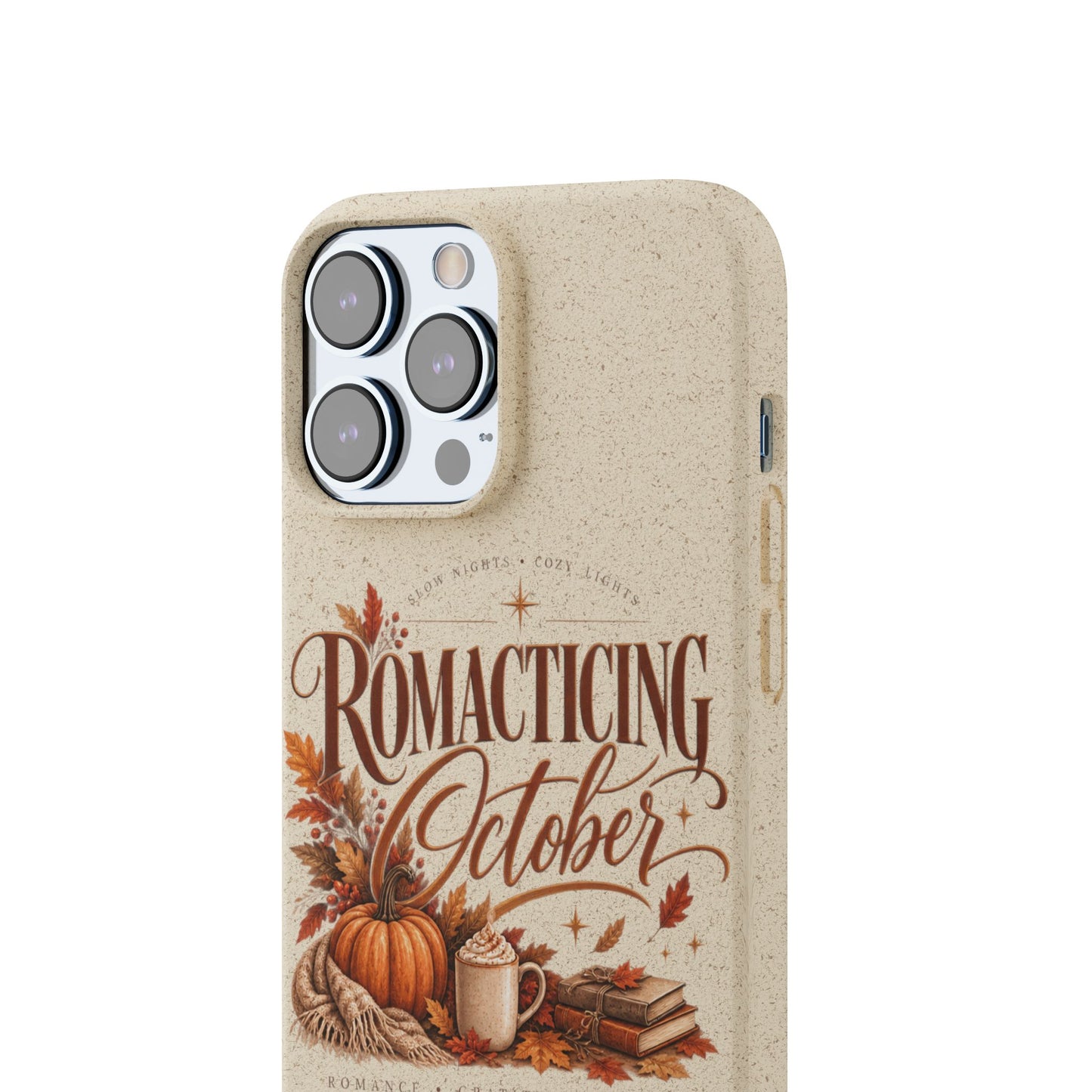 Biodegradable Phone Case — "Romacting October" Fall Pumpkin Coffee Design