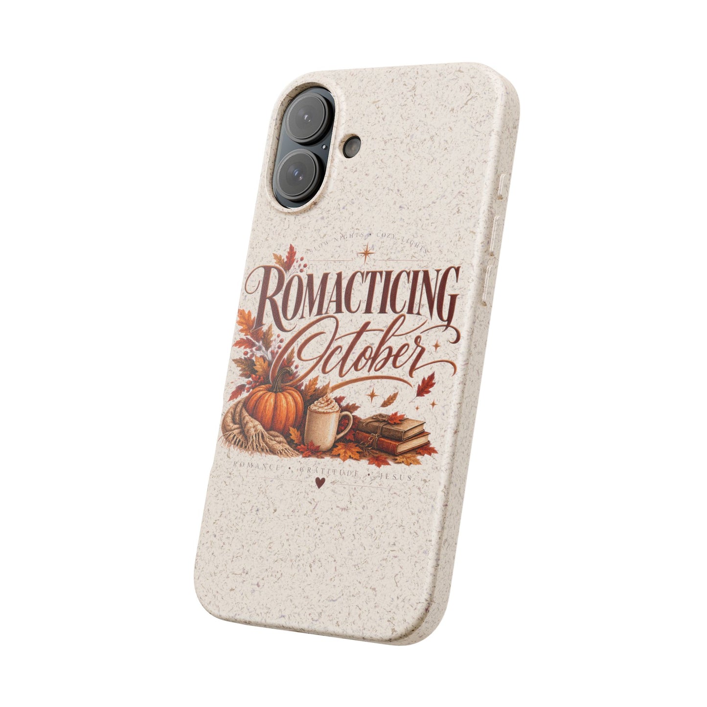 Biodegradable Phone Case — "Romacting October" Fall Pumpkin Coffee Design
