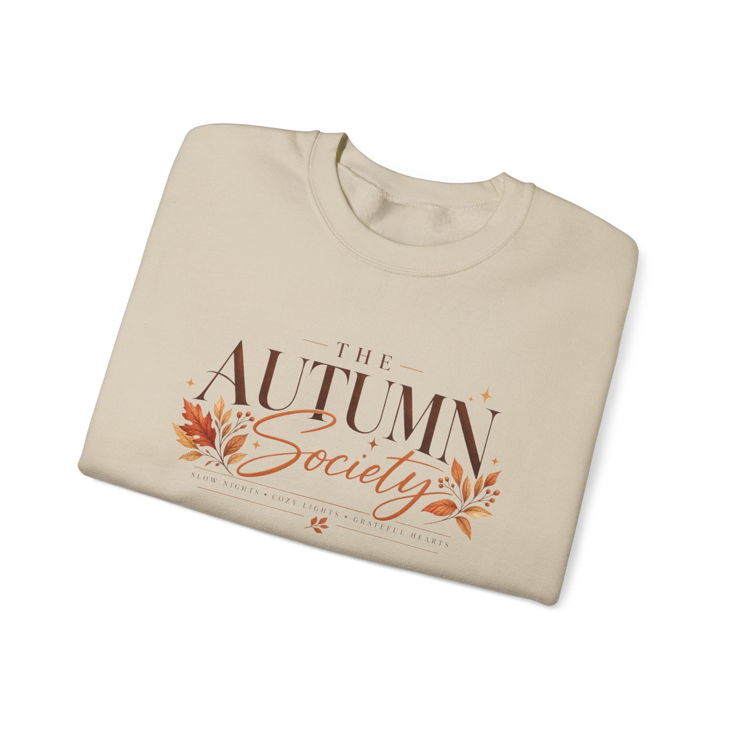 Autumn Society Sweatshirt — Cozy Fall Crewneck with Leaf Motif