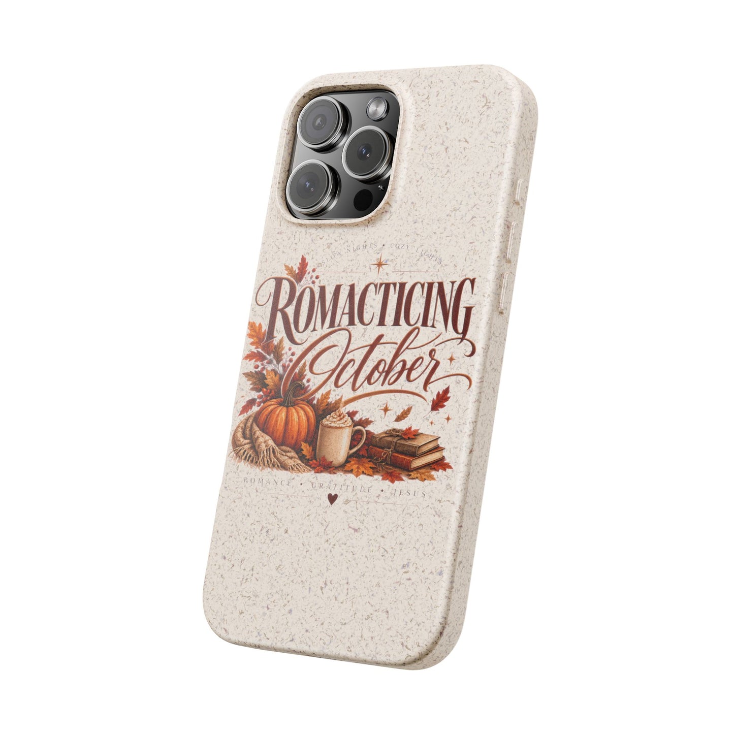 Biodegradable Phone Case — "Romacting October" Fall Pumpkin Coffee Design