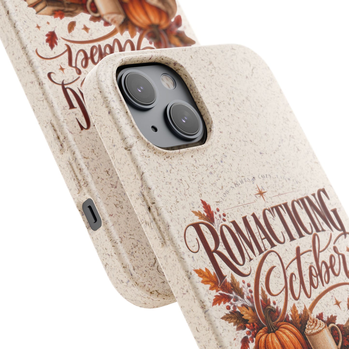 Biodegradable Phone Case — "Romacting October" Fall Pumpkin Coffee Design