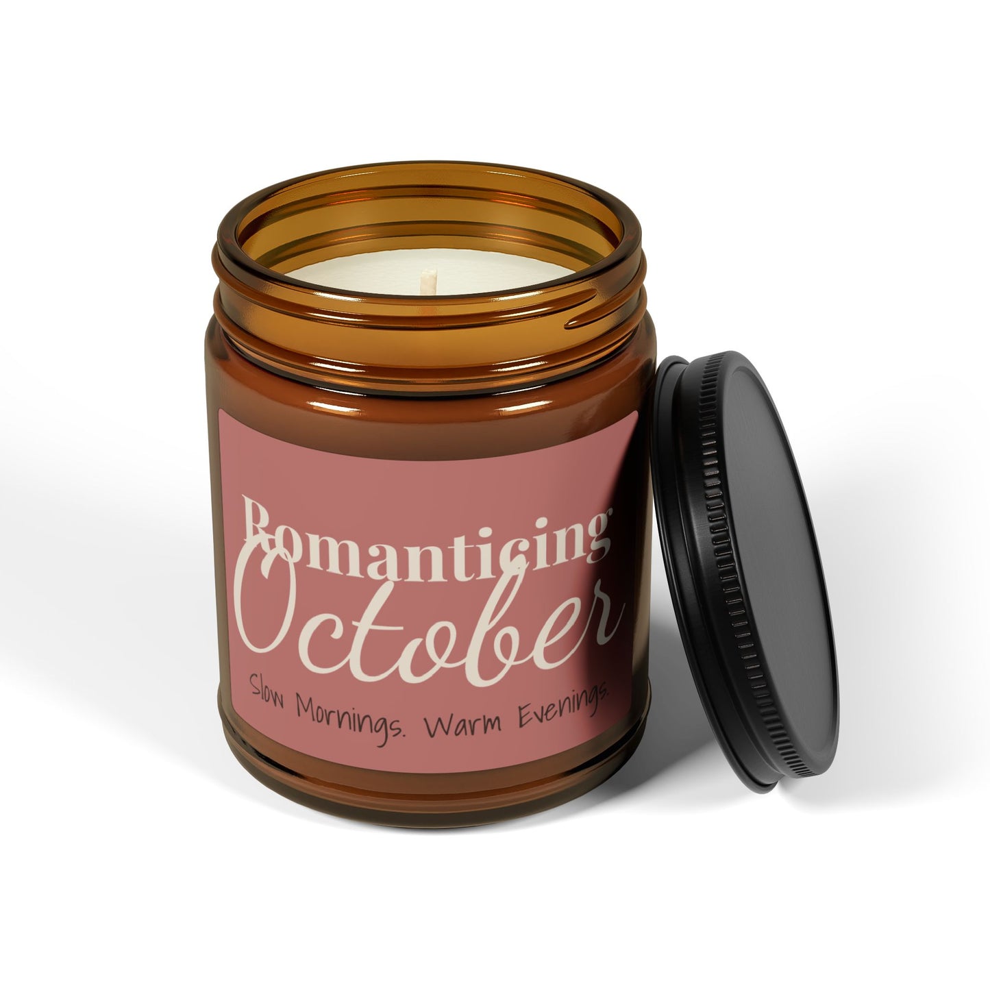 Romanticizing October Soy Candle — Amber Jar Scented Candle